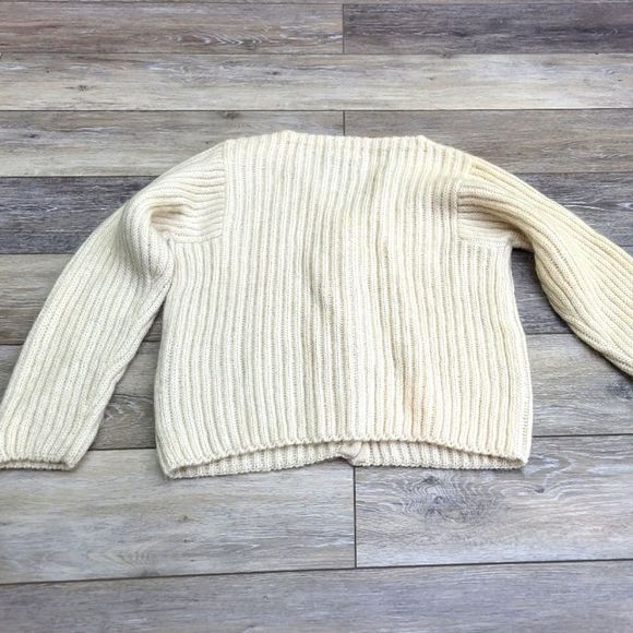 Vintage LL Bean Sweater Women Cardigan Vneck Button Mohair Wool Blend Ivory - Picture 11 of 11
